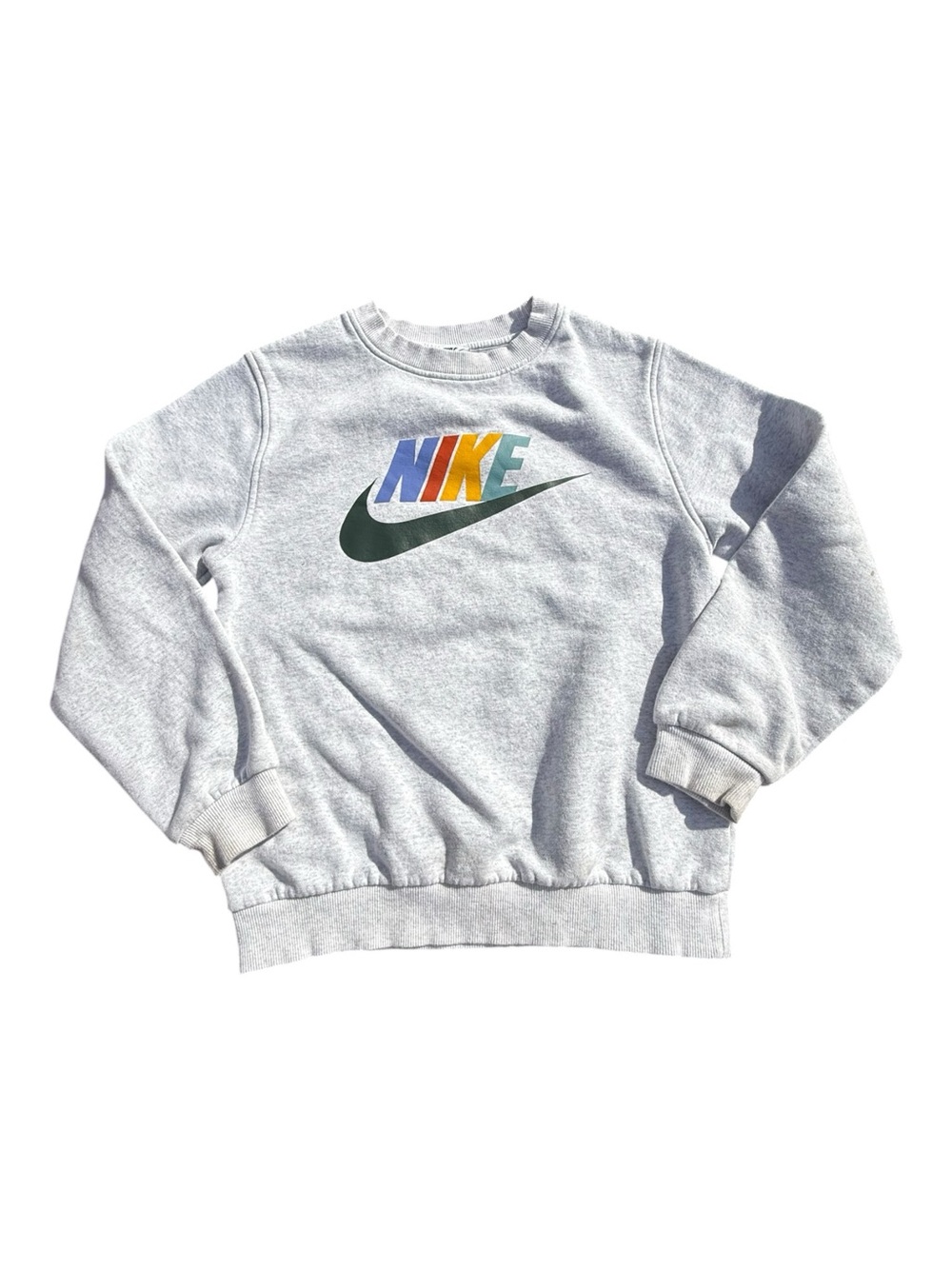 Nike Kids Rainbow Logo Crewneck Sweatshirt Gray Size Large